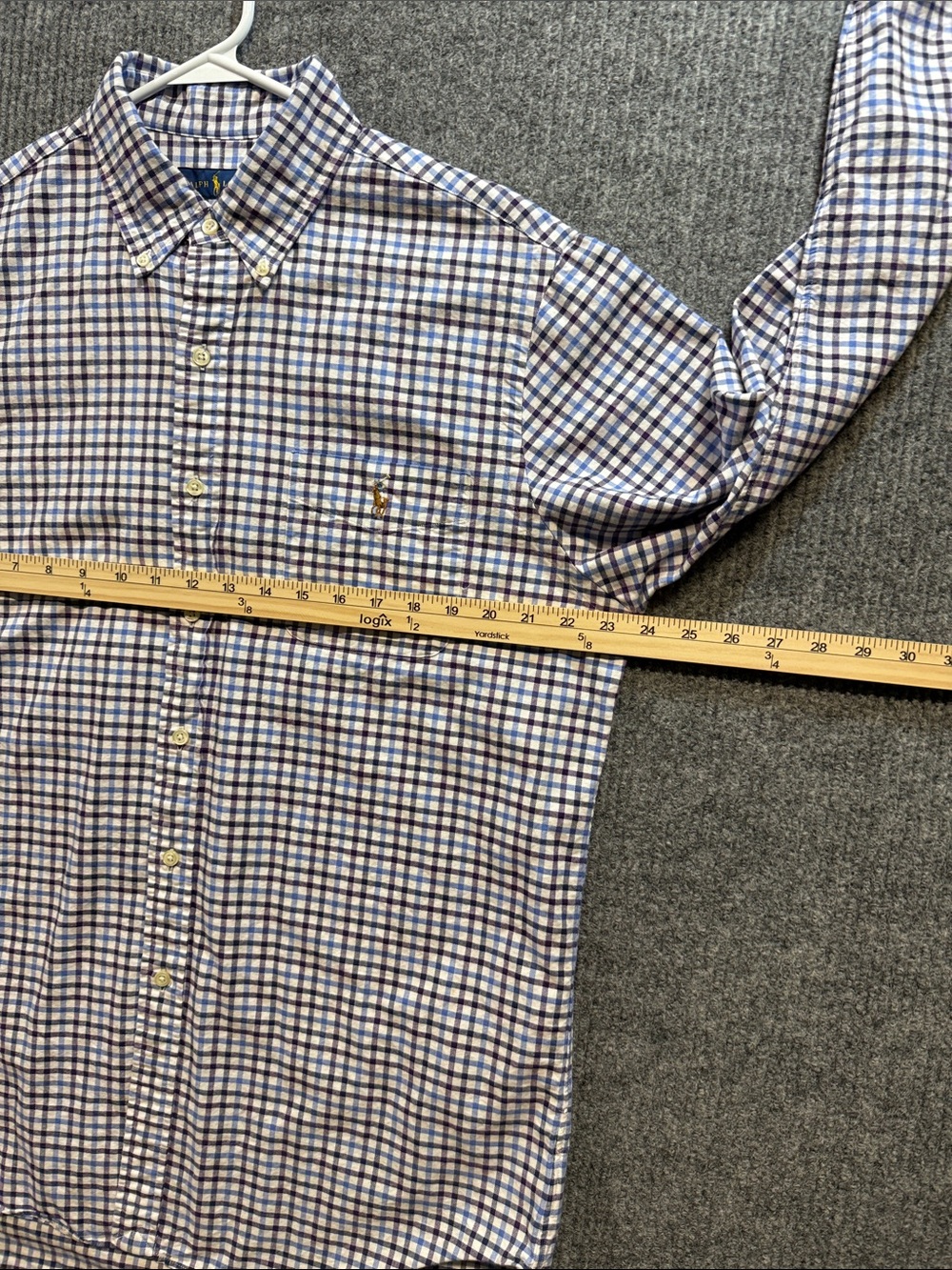Polo by Ralph Lauren Blue White Black and Maroon Checked Pocket Shirt Large - Picture 6 of 10